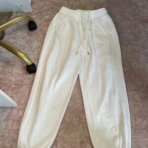 H&M White Elastic Waist Joggers